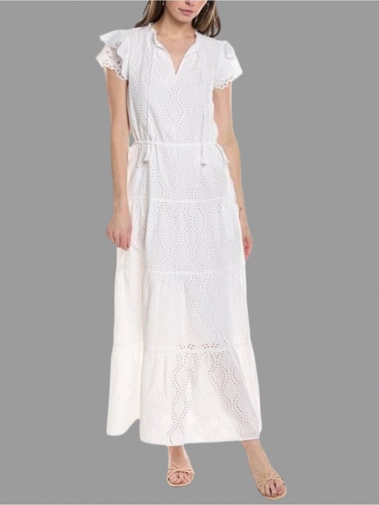 J. McLaughlin Dresses & Skirts - New J. McLaughlin Feminine Elena White Eyelet Maxi Dress Ruffle Sleeves Size XL